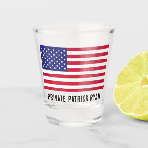 Copo De Shot American Flag Red White Monogram Name