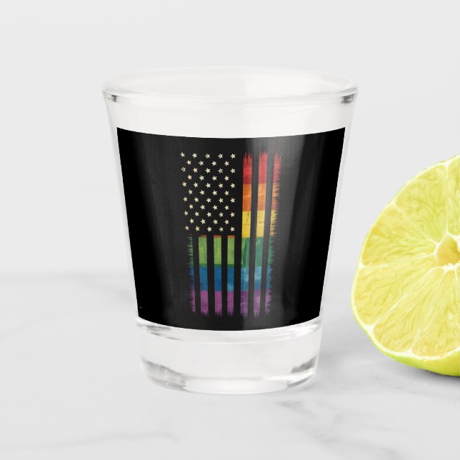 Copo De Shot American USA Flag Rainbow Prid Gay LGBTQ (Frente)