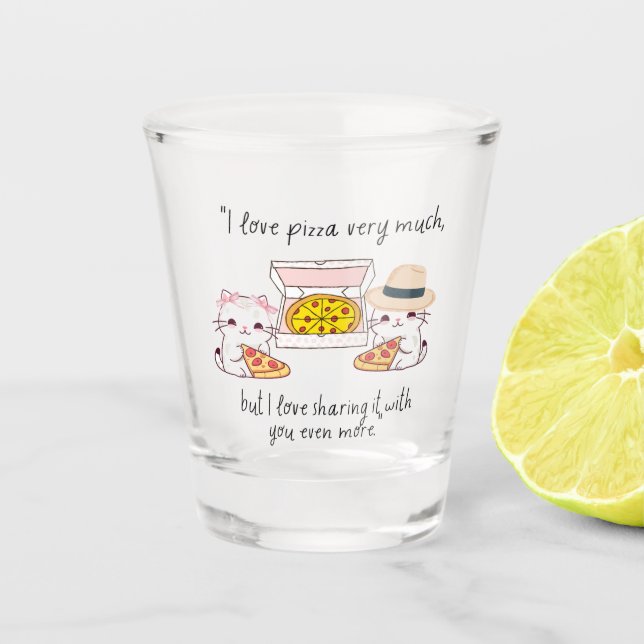 COPO DE SHOT AMO PIZZA MUITO, GATOS (Frente)