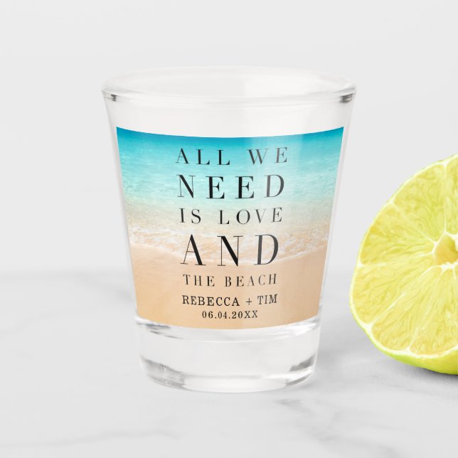 Copo De Shot Amor e o Favor do Casamento de Praia (Frente)
