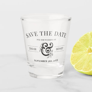 Copo De Shot Ampersor Floral de Arte em Linha Branca Preta Sem 