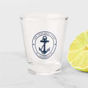 Copo De Shot Âncora de Navio Azul Náutico Nome do Barco Persona