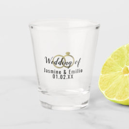 Copo De Shot Anel de Logotipo de Casamento com Folha de Ouro Ca