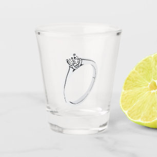 Copo De Shot Anel de Noivado de Diamante