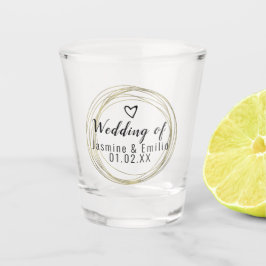Copo De Shot Anel Geométrico Dourado de Casamento Logotipo Nome