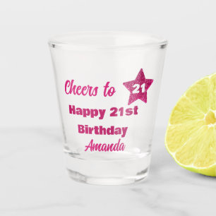 Copo De Shot Anima-se a 21 aniversário de 21 anos cor-de-rosa