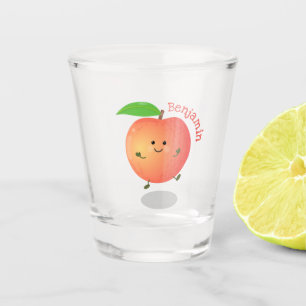 Copo De Shot Animação de cor amarela de pêssego feliz