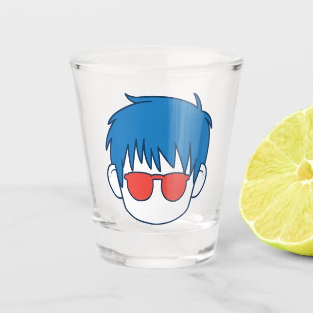 Copo De Shot Anime, cabelo azul e desenhos animados (Frente)