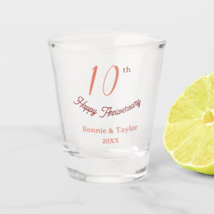 Copo De Shot aniversário de 10 anos de casamento nome pastel pê