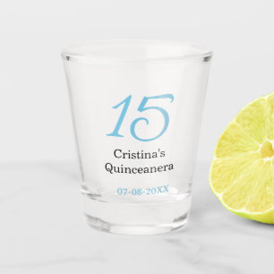 Copo De Shot aniversário de 15 anos da quinceanera azul preto l