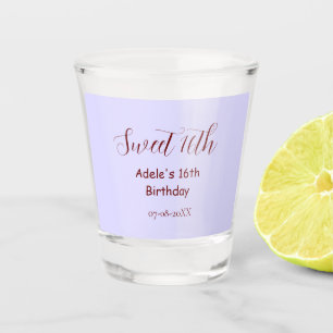Copo De Shot Aniversário de 16 anos doce nome roxo pastel retro