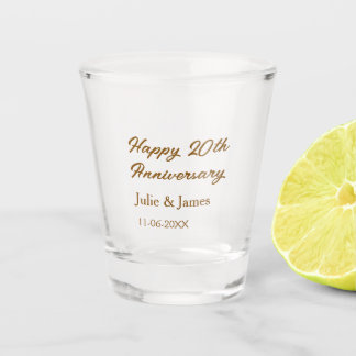 Copo De Shot Aniversário de 20 anos feliz marrom dourado nome d