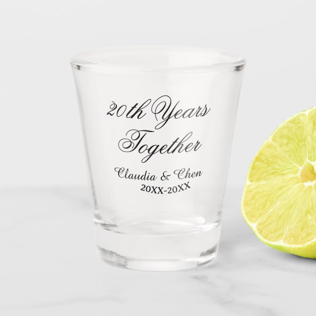 Copo De Shot aniversário de 20 anos juntos nome data ano sim (Frente)