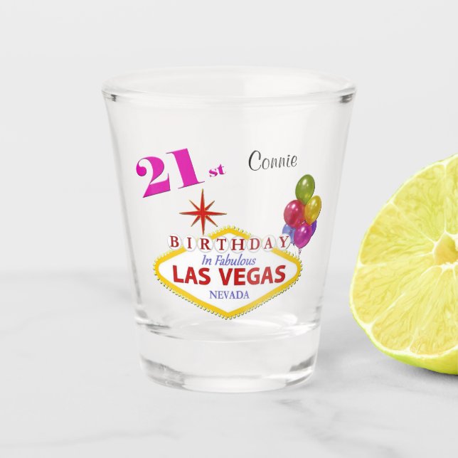 Copo De Shot Aniversário de 21 anos de Las Vegas - Vidro Person (Frente)