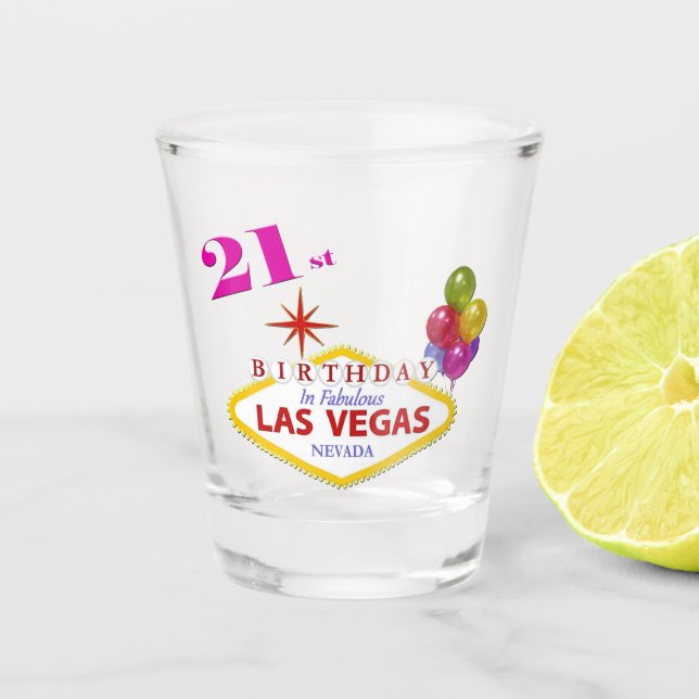 Copo De Shot aniversário de 21 anos Las Vegas Shot glass (Frente)