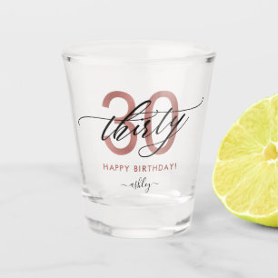 Copo De Shot aniversário de 30 anos Chic Glitter Ombre