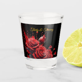 Copo De Shot Aniversário de 30 anos Elegante - Rosas em Bloom
