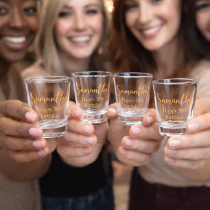 Copo De Shot aniversário de 30 anos Feliz da Elegância Dourada