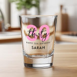 Copo De Shot Aniversário de 30 anos Rosa Moderno Elegante Trint<br><div class="desc">Vidro de aniversário de 30 anos de Script Elegante Moderno</div>