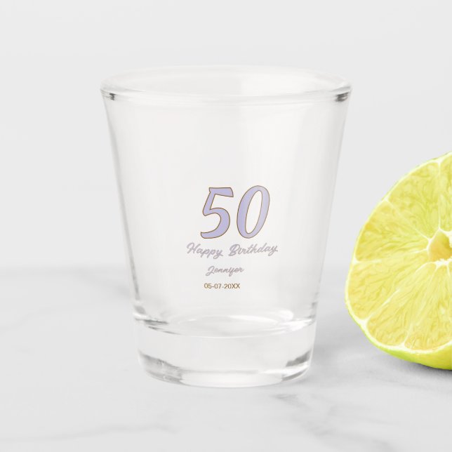 Copo De Shot aniversário de 50 anos adicionar nome data ano mod (Frente)