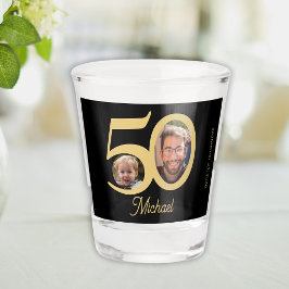Copo De Shot aniversário de 50 anos moderno divertido dourado p