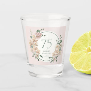 Copo De Shot Aniversário de 75 anos Floral Tropical