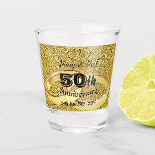 Copo De Shot Aniversário de Bodas de Ouro 50º Personalizado
