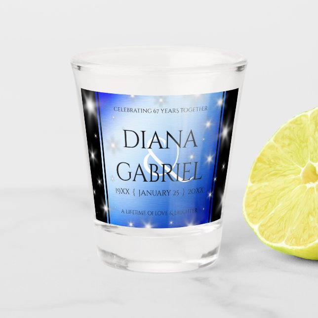 Copo De Shot Aniversário de Casamento da 67ª Estrela Sapphire (Frente)