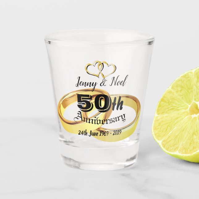 Copo De Shot Aniversário de Casamento de 50 anos Personalizado (Frente)