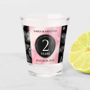 Copo De Shot Aniversário de Casamento do Rosa Quartz Elegante