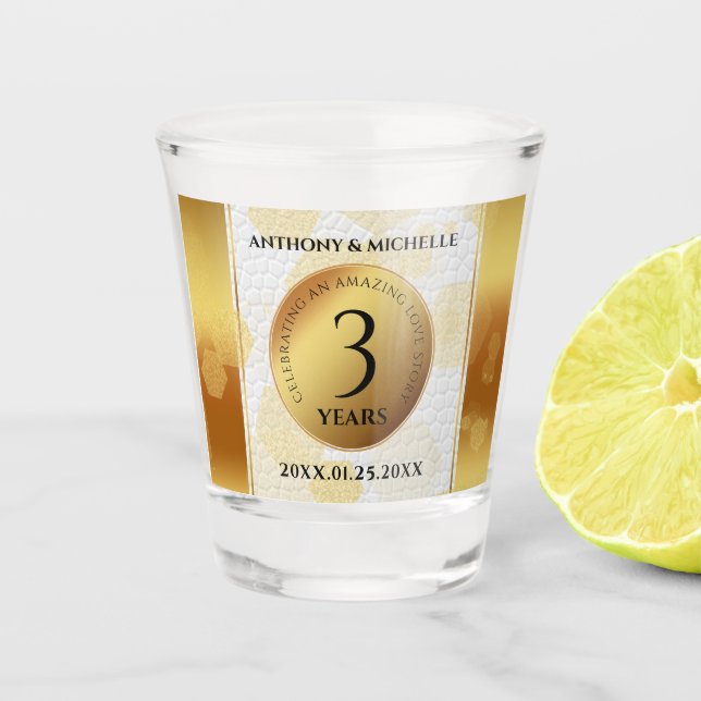 Copo De Shot Aniversário do Casamento de Couro do Elegante (Frente)