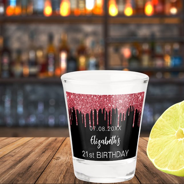 Copo De Shot Aniversário do vermelho-preto pinga o nome (Criador carregado)