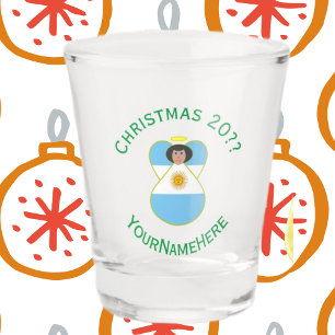 Copo De Shot Anjo de Natal da Bandeira Argentina Personalizado