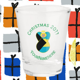 Copo De Shot Anjo loiro da bandeira das Bahamas no Natal