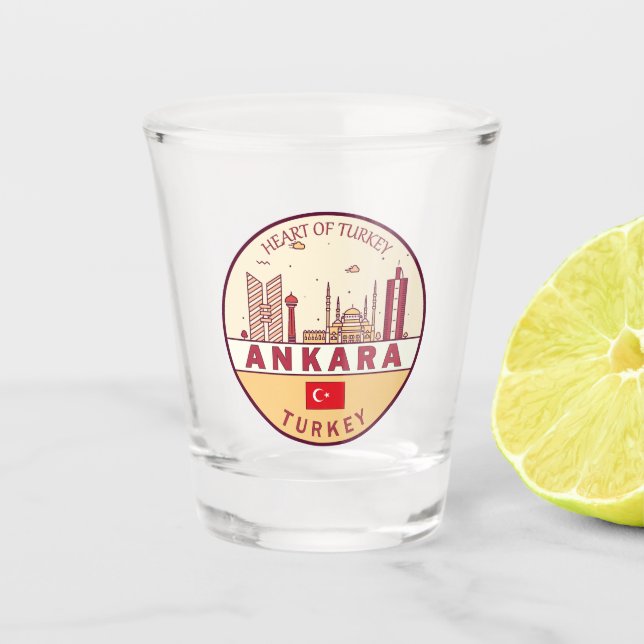 Copo De Shot Ankara Turkey City Skyline Emblem (Frente)
