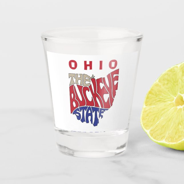 Copo De Shot Apelido Word Art de Ohio (Frente)