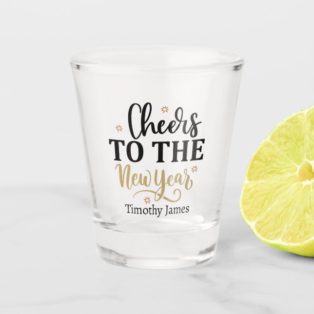 Copo De Shot aplausos Ano Novo arte adiciona nome (Frente)