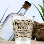 Copo De Shot Apotário Personalizado do Vintage Adulto Halloween<br><div class="desc">Adicione um toque de charme de vintagem à sua celebração do Dia das Bruxas com nosso "Vintage Adult Halloween Personalised Apothecary Shot Glass". Perfeito para as festas de Halloween, esses óculos são projetados para impressionar seus convidados com sua única mistura de estética assustadora e sofisticada. Cada vidro fotografado apresenta um...</div>