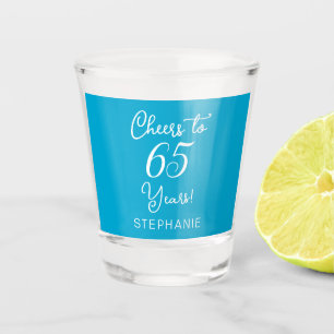 Copo De Shot Aqua Blue Cheers para 65 anos 65 Festa de aniversá