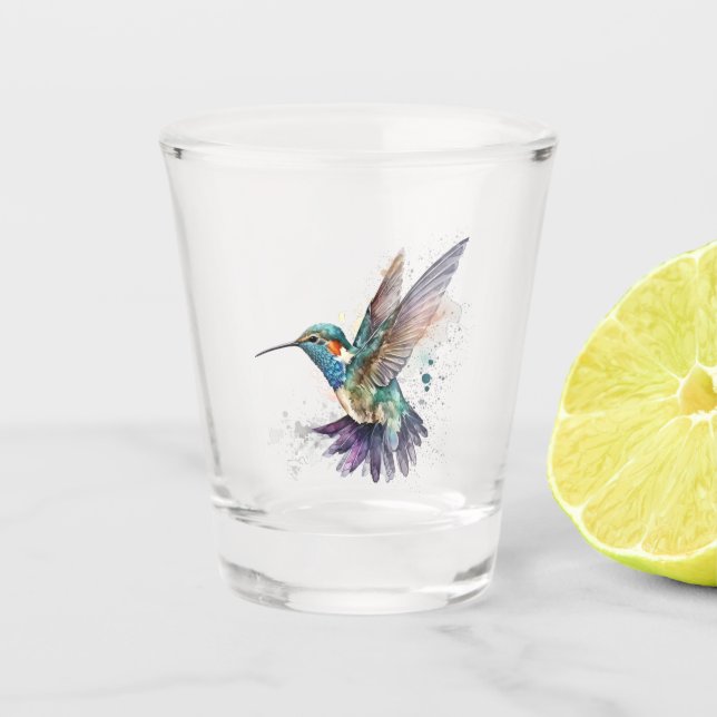 Copo De Shot Aquarela Hummingbird Shot Glass (Frente)