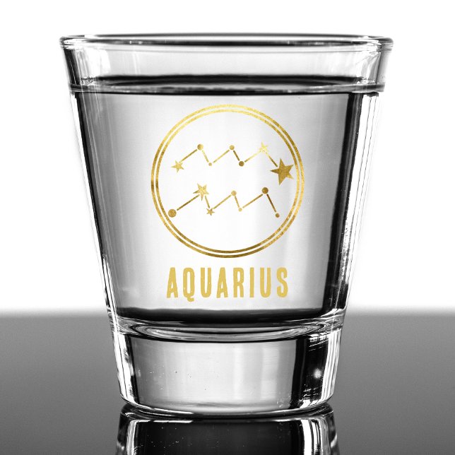 Copo De Shot Aquarius Zodiac Sinal Astrologia Horoscópio Dourad (gold aquarius zodiac sign shot glass)