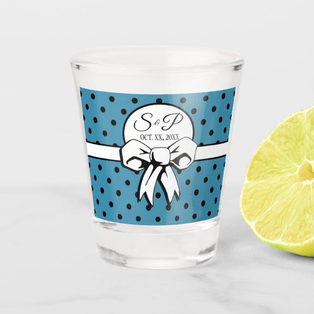 Copo De Shot Arco branco Bue e Bolinhas pretas personalizado (Frente)