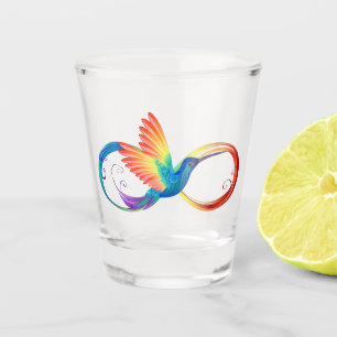 Copo De Shot Arco-íris Hummingbird com símbolo Infinito