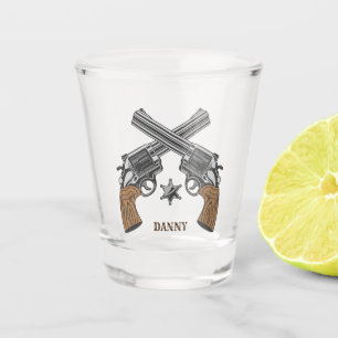 Copo De Shot Armas E Crachá De Caráter Velho E Passado