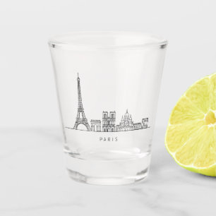 Copo De Shot Arte de Linha Minimalista da Silhueta de Paris