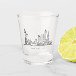 Copo De Shot Arte de Linha Minimalista do Horizonte de Nova Yor