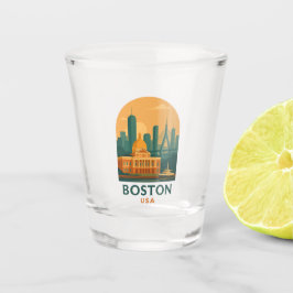 Copo De Shot Arte de Viagem Vintage Boston EUA – Arte Urbana Re