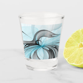 Copo De Shot Arte Fractal Moderna Abstrata Antracite Cinza Azul