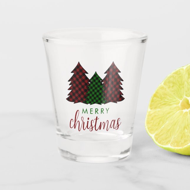 Copo De Shot Árvore de Natal Feliz da Xadrez de Natal (Frente)