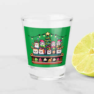 Copo De Shot Árvore de Natal Festivo Sushi - Pixel de Arte